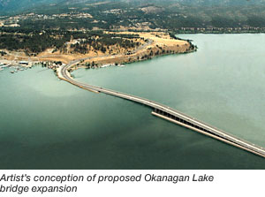 Artist's conception of proposed Okanagan Lake bridge expansion.