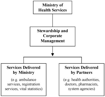 Core Business Areas for the Ministry of Health Services.