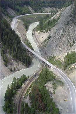 Photograph -- Kicking Horse Canyon: The planned 10-Mile (Park) Bridge replacement near Golden.