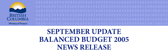 September Update - Balanced Budget 2005 News Release