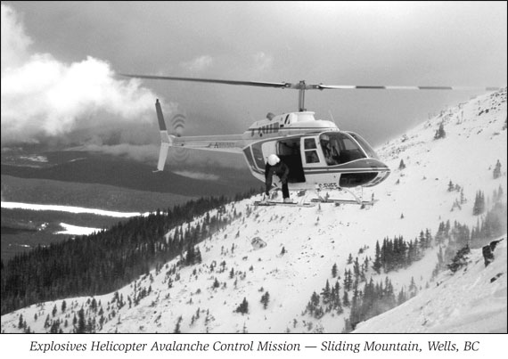 Explosives Helicopter Avalanche Control Mission -- Sliding Mountain, Wells, BC.