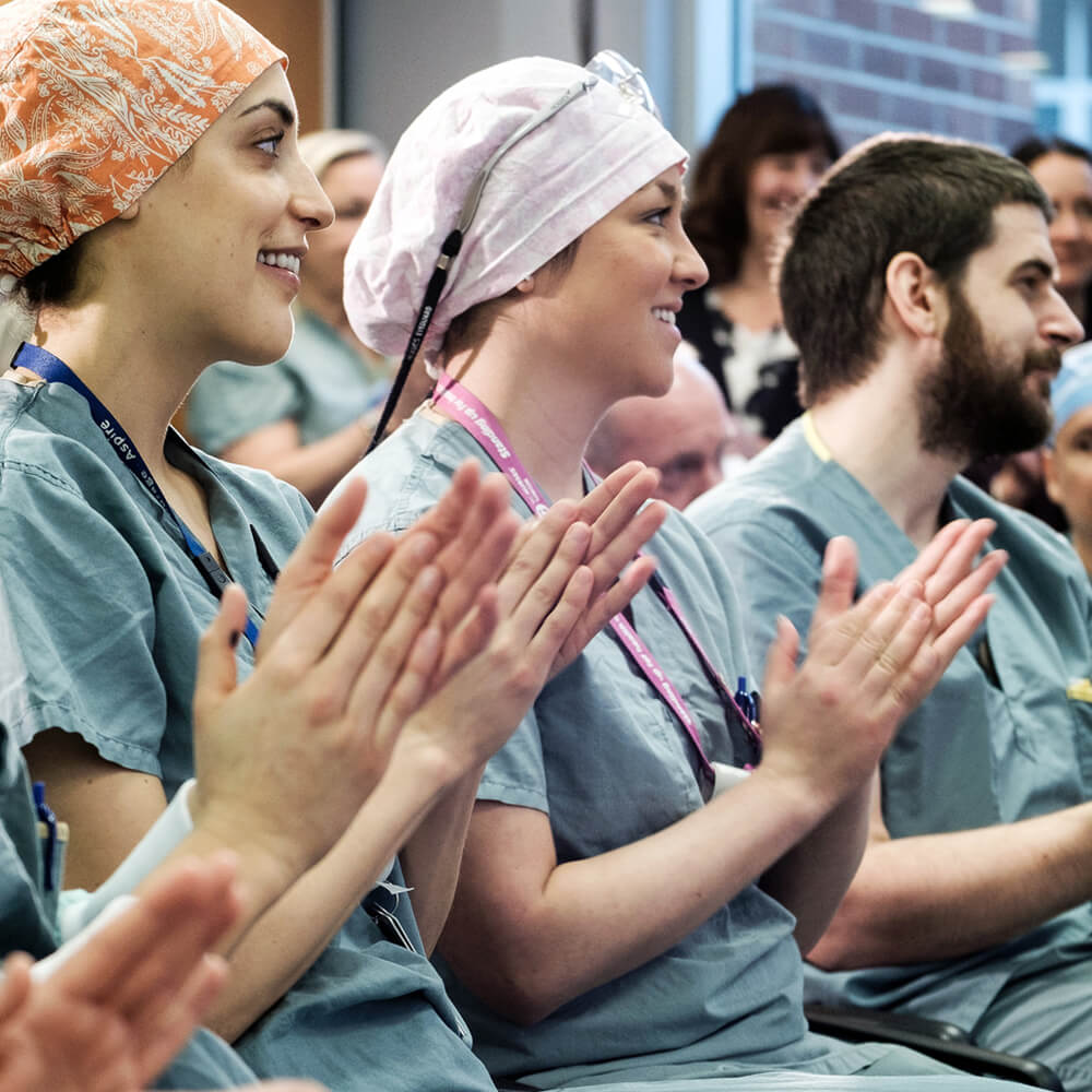 medical staff applauding