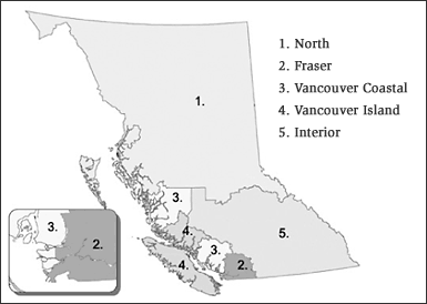 Ministry of Children and Family Development Regions.