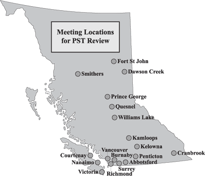 Meeting Locations for PST Review.